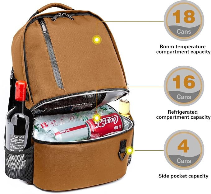 TUGUAN Insulated Cooler Backpack 38 Cans Double Deck Leakproof Lightweight Soft - Image 8