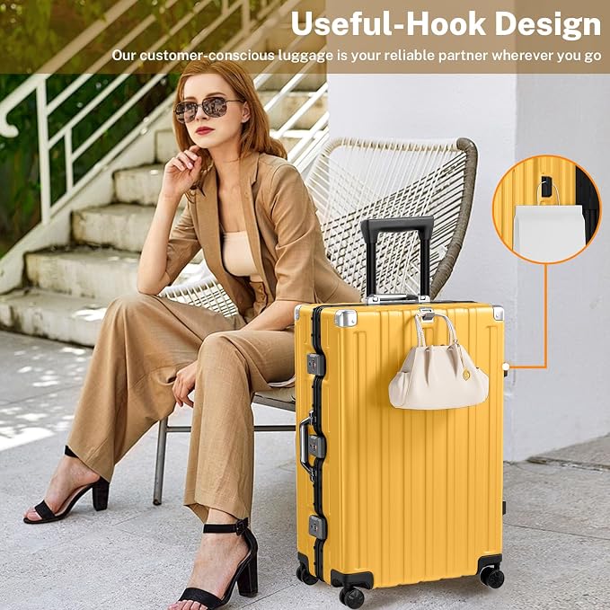 Krute Luggage 28 Inch Aluminum Frame Luggages TSA Lock No Zipper Checked - Image 6