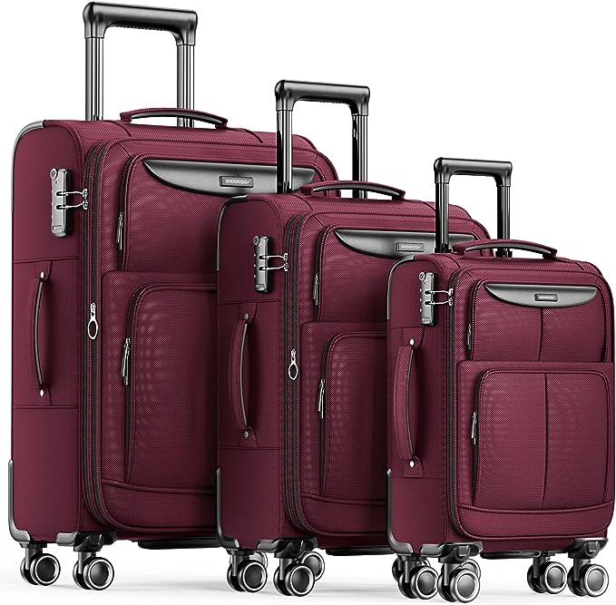 SHOWKOO Luggage Sets 3 Piece Softside Expandable Lightweight Durable Suitcase by SHOWKOO
