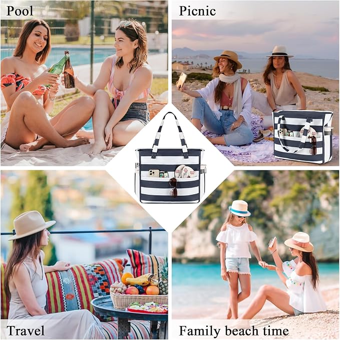 LEDAOU Beach Bag Waterproof Sandproof Women Tote Bag Pool Bag - Image 7