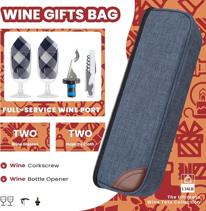 ALLCAMP Wine Tote Bag with Cooler Compartment，Picnic Set Carrying Two Sets of - Image 3