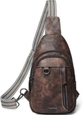 7L Sling Bag for Women Men Leather Small Sling Backpack Daypack Anti Theft by LATMAP