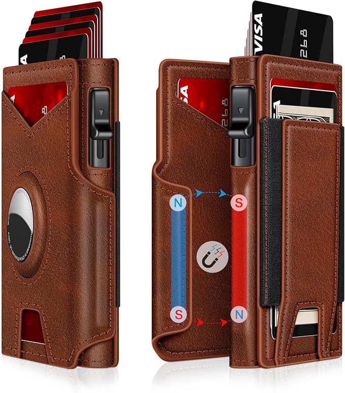 Airtag Wallet for Men, Minimalist Slim Mens Wallet Smart Pop Up Credit Card by IITRRS