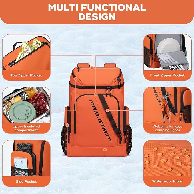 Maelstrom Backpack Cooler, 36 Can Cooler Backpack, Soft Cooler Bag Insulated - Image 5