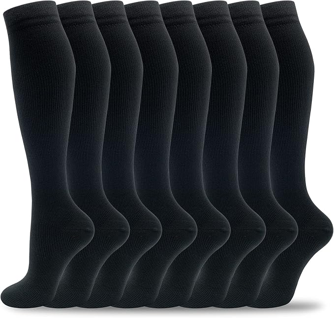 Compression Socks for Women Men Circulation Knee High 8 Pairs for Nurses by HELLOMOMOYA