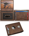 Airtag Wallet for Men, with Cash Pocket 2 ID Window 13 Cards, Slim Leather by Miyozi