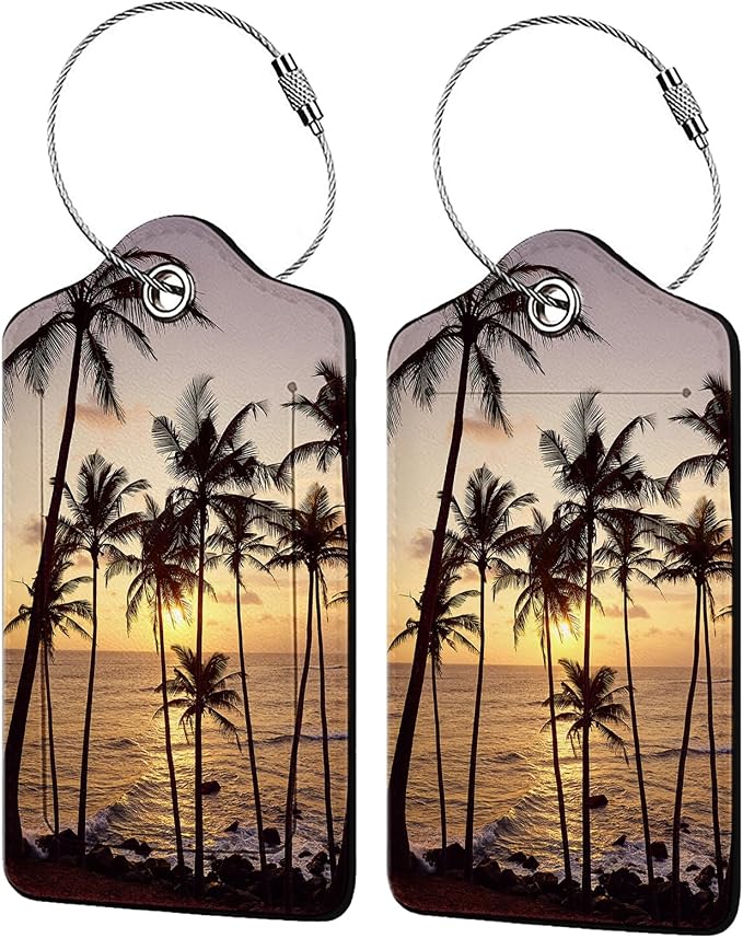 Sunset with Coconut Trees 2 Pack Luggage Tag by Unknown