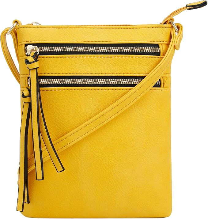 DELUXITY | Crossbody Purse Bag | Functional Multi Pocket Double Zipper Purse | by Deluxity