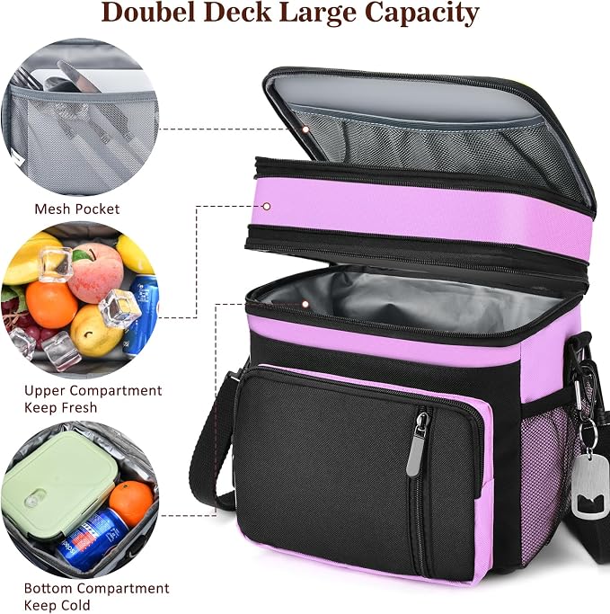 Insulated Lunch Bag Women | Large Adult Lunch Box | Double-Layer Reusable Lunch - Image 7