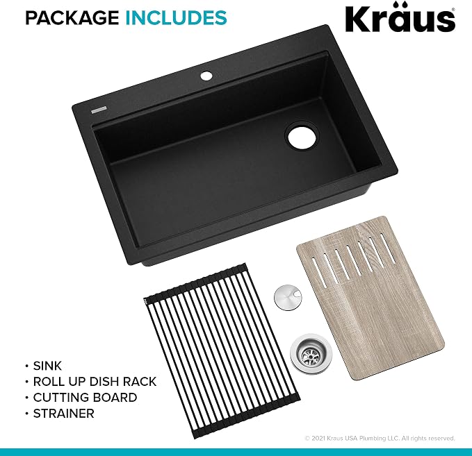 KRAUS Bellucci Workstation 33" Single Bowl Granite Kitchen Sink in Metallic - Image 15