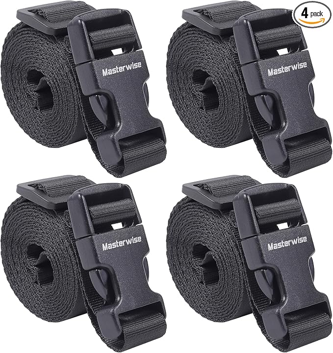 Buckle Straps with Clips, Adjustable Nylon Straps with Buckle, Packing Strap by Masterwise