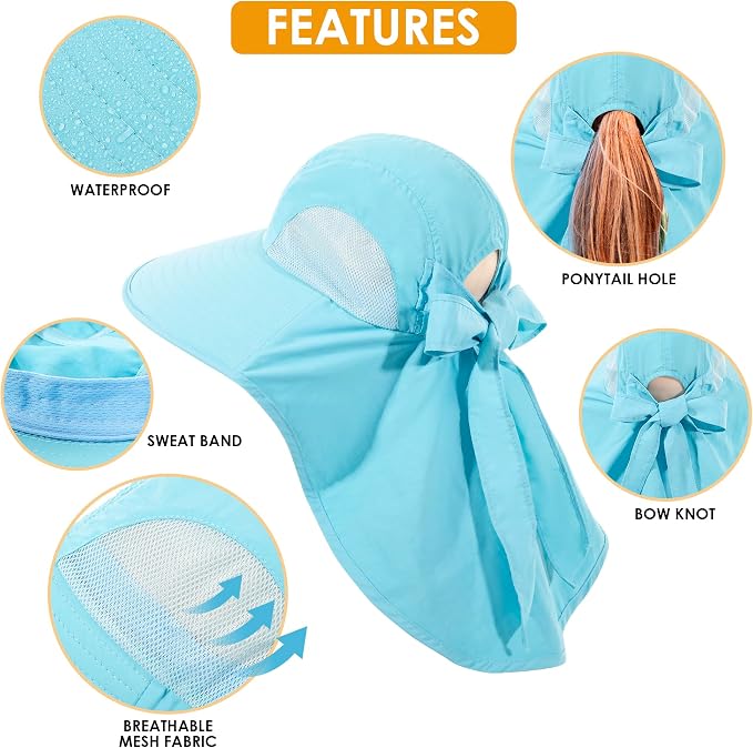 Womens Sun Hat UV Protection, Foldable Waterproof Wide Brim Bucket Hats - Image 6