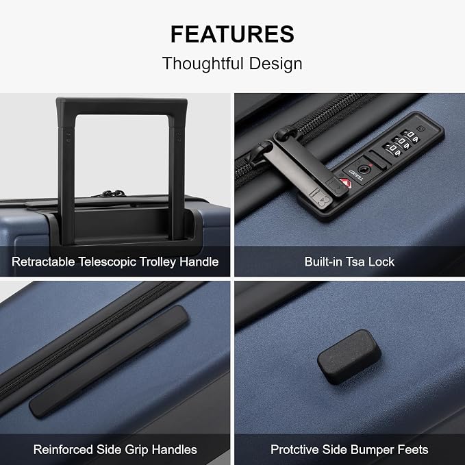 LEVEL8 Elegance Checked Luggage, 24 Inch Hardside Suitcase, Lightweight Matte - Image 6