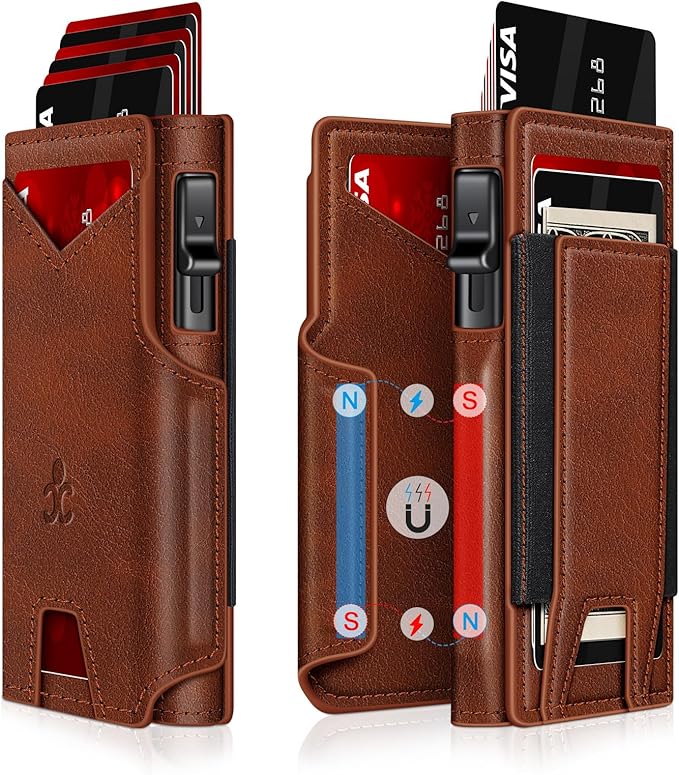 Wallet for Men Wallet with Slim Pop Up Card Holder 9-13 Cards, Bifold by SEMORID