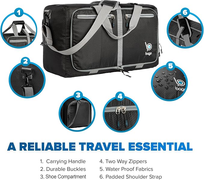 Bago Foldable Duffel Bags for Traveling Women & Men - 40L Sports Packable - Image 4