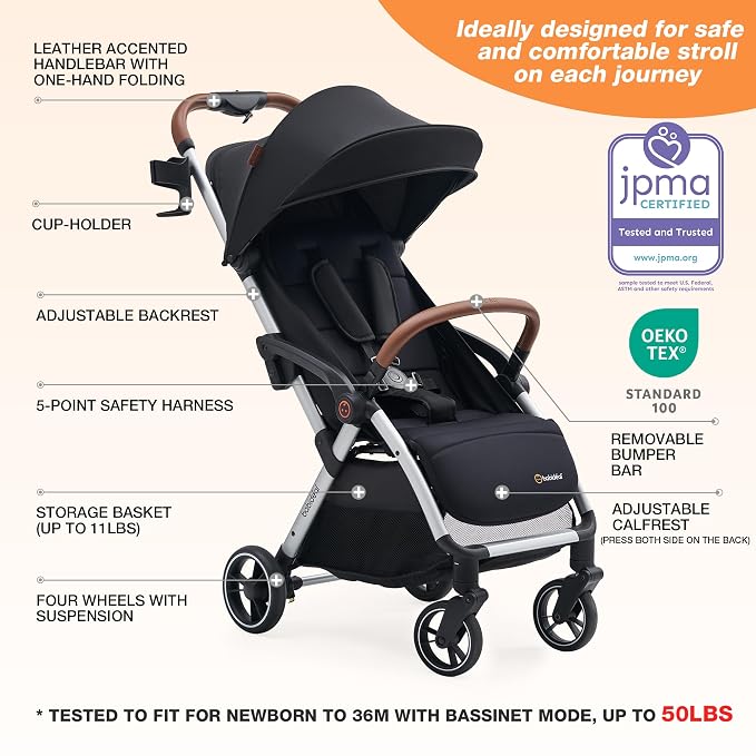 Lightweight Travel Stroller for Baby, Self-Folding Toddler Stroller - Image 3