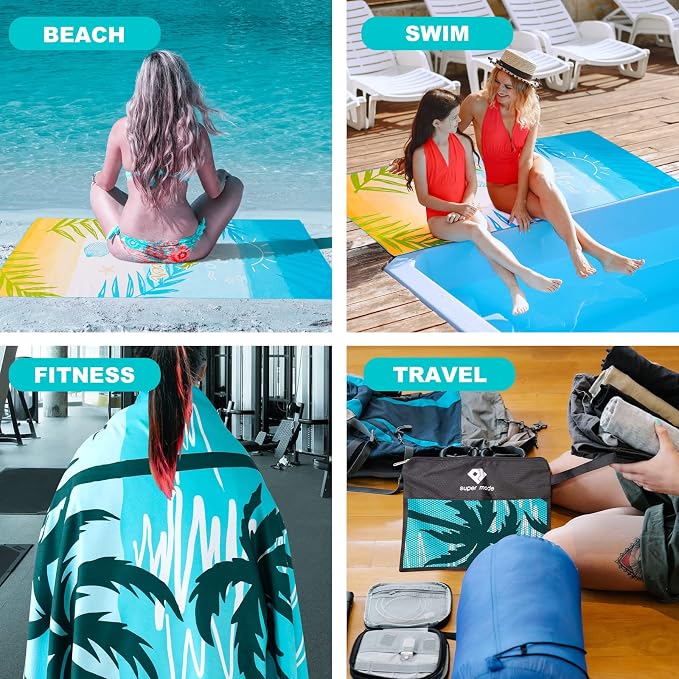 2 Pack Microfiber Beach Towel, Oversized Microfiber Pool Towel 75”x 35” - Image 5