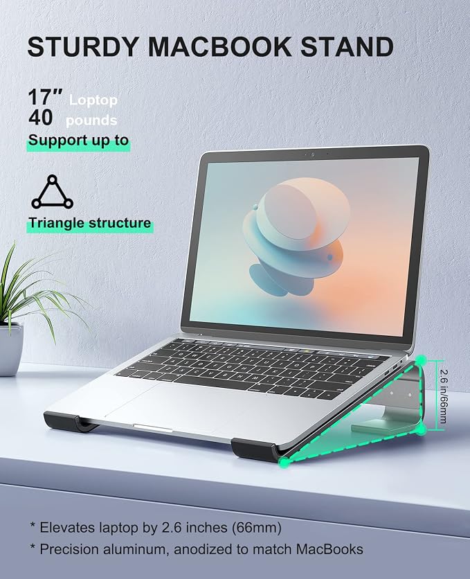 Soqool Laptop Stand for Desk, Ergonomic Detachable Laptop Riser, Aluminum - Image 6