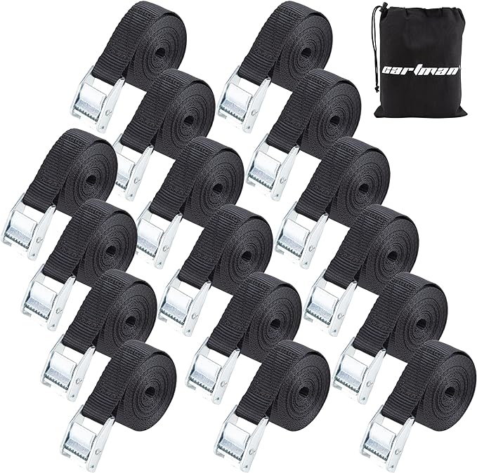 Cartman 1" x 12' Lashing Straps Cargo Tie-Down Strap Up to 600lbs, 16pk in by CARTMAN