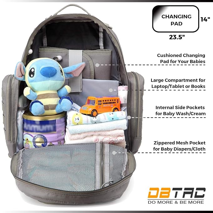 Diaper Bag Backpack for Dad, DBTAC Large Baby Nappy Bag for Men w/Changing Mat - Image 8