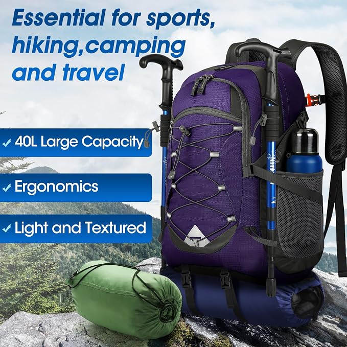 IGOLUMON Hiking Backpack 40L Packable Lightweight Camping Backpack Men Women - Image 8