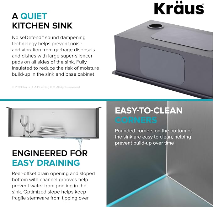 KRAUS Kore 28-Inch Undermount Workstation 16 Gauge Single Bowl Stainless Steel - Image 10