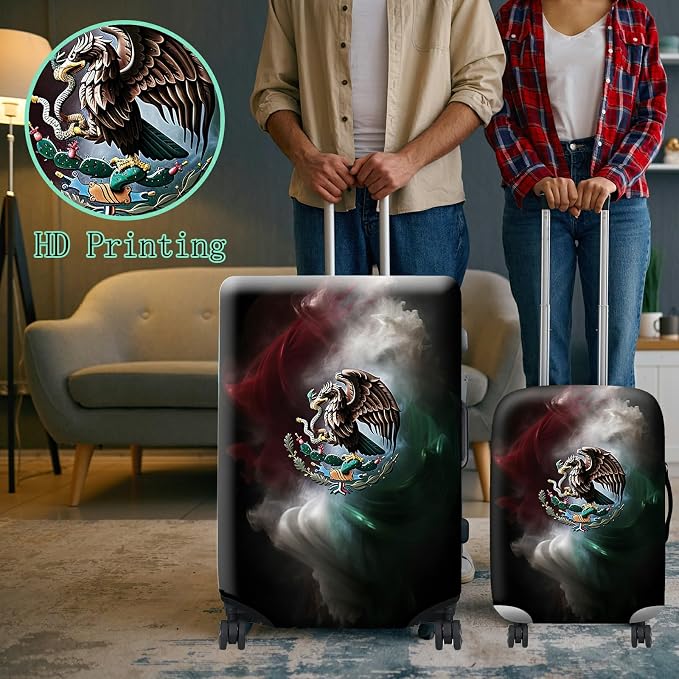 Luggage Cover + Tag, Mexican Flag Eagle Travel Suitcase Protector - Image 6