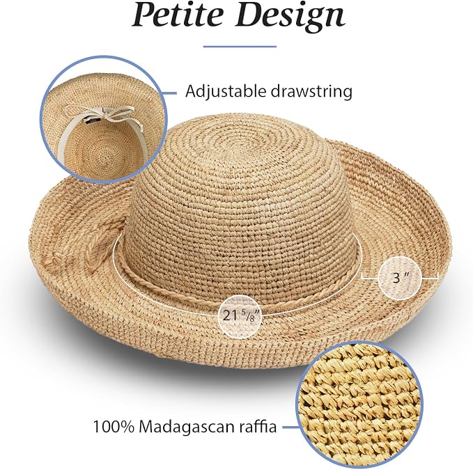 Wallaroo Hat Company – Women’s Petite Catalina Sun Hat – Wide Brim, Natural - Image 4
