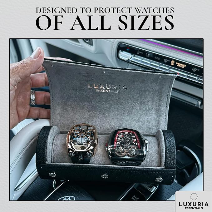 Watch Roll Travel Case for 2 Watches | Hidden Jewelry Storage Compartment - Image 7
