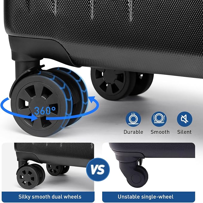 KYME Suitcase Hardshell With Double Spinner Wheels, PC+ABS TSA Lock Travel - Image 9