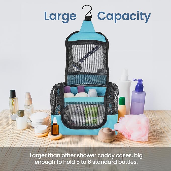 The Fine Living Co. Portable Hanging Shower Caddy Organizer Bag Quick Dry Mesh - Image 4