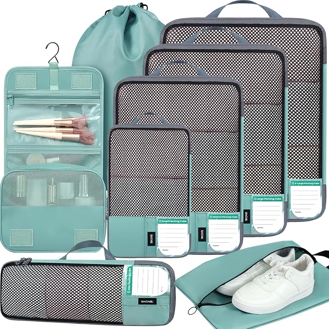 BAGAIL 4 Set/6 Set/8 Set Compression Packing Cubes Travel Accessories by BAGAIL