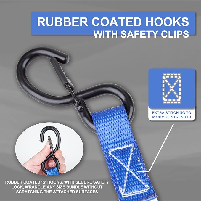 Cartman Ratchet Tie Down Straps 4PK 2, 000lb Max Break Strength - Image 4