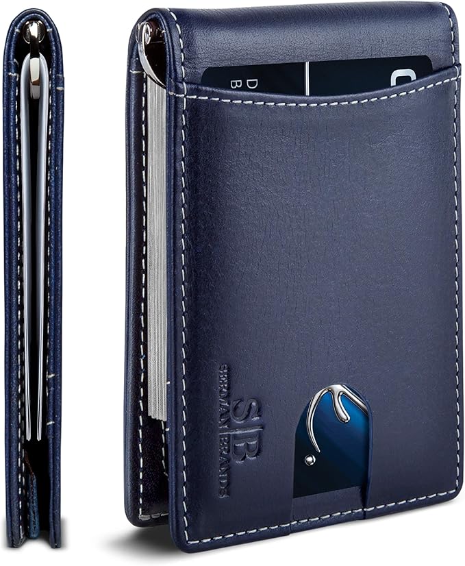 SERMAN BRANDS RFID Blocking Slim Bifold Genuine Leather Minimalist Front Pocket by SERMANBRANDS