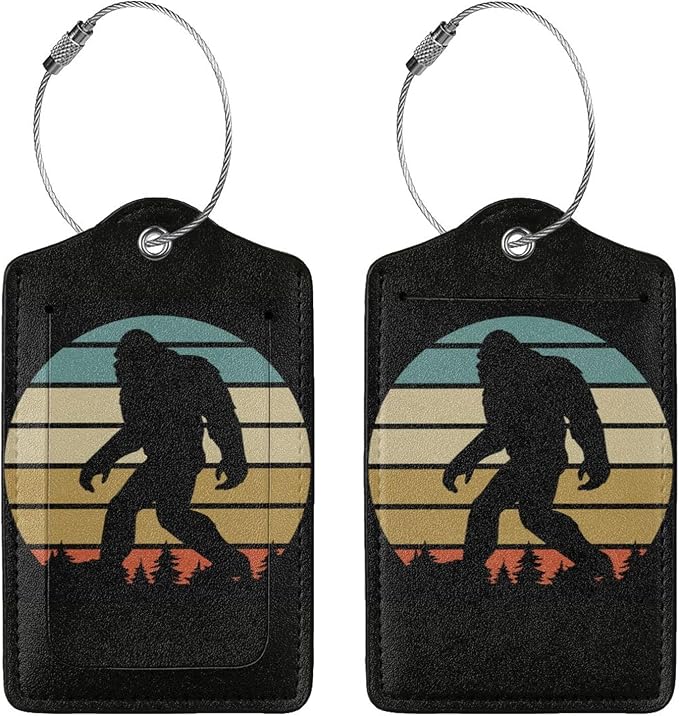 2 Pcs Bigfoot Luggage Tags for Suitcases, Funny Sasquatch Luggage Tags by Vridoyt