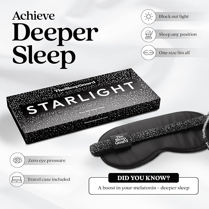 Pure Silk Sleep Mask Light Blocking Travel Essentials. Eye Masks - Image 3