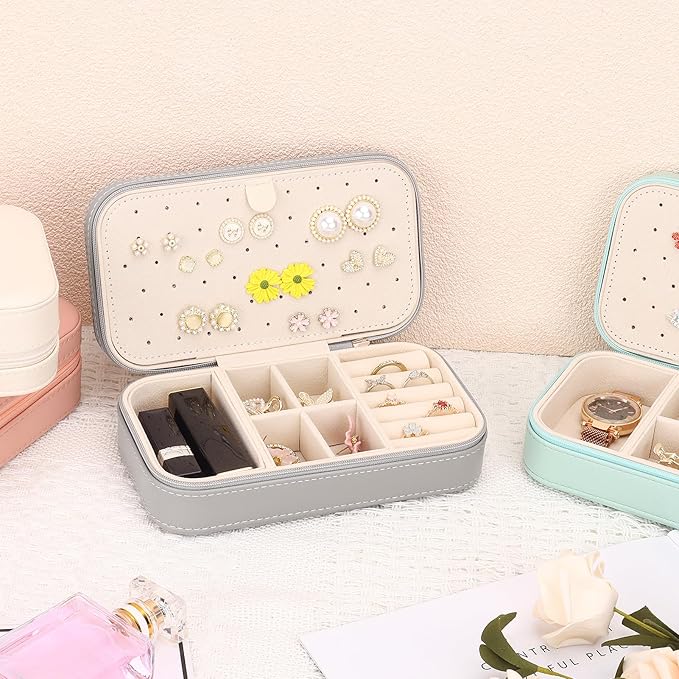 DesignSter Travel Jewelry Box, PU Leather Portable Jewelry Case, Small Jewelry - Image 5