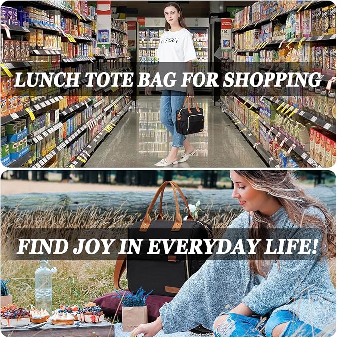 Black Lunch Box for Women Insulated Lunch Bag for Work - Image 6