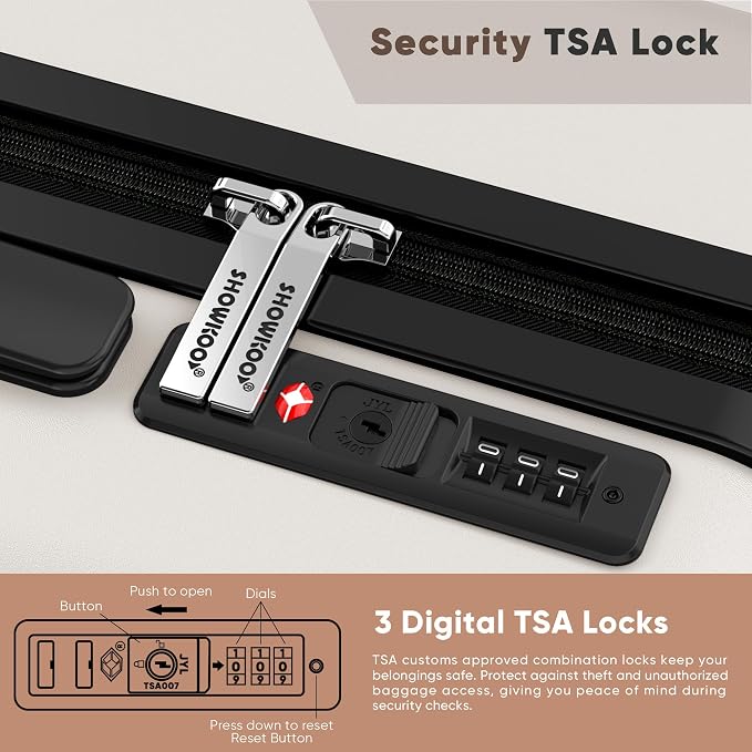 SHOWKOO Luggage Sets 3 Piece 100% PC Ultra Tough Hardside Expandable Suitcases - Image 7