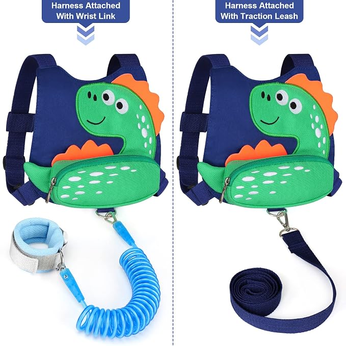 Toddler Harness Leash with Anti Lost Wrist Link, Accmor Cute Dinosaur Kids - Image 3