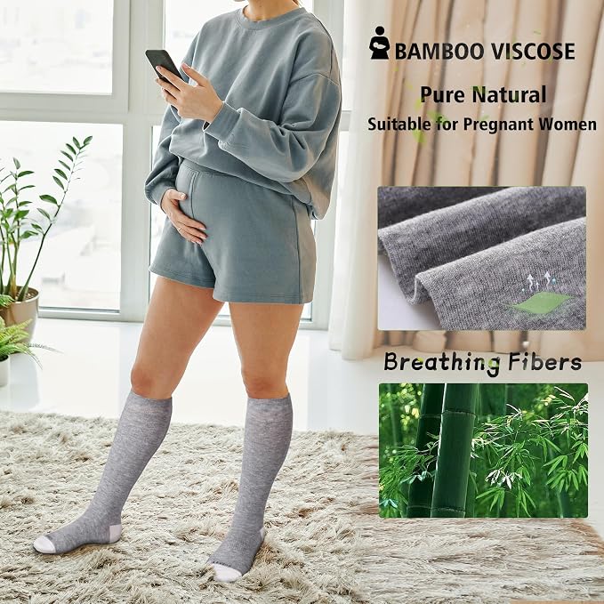 LEVSOX Compression Socks for Pregnant Women 20-30 mmHg Knee High Cute Funny - Image 6