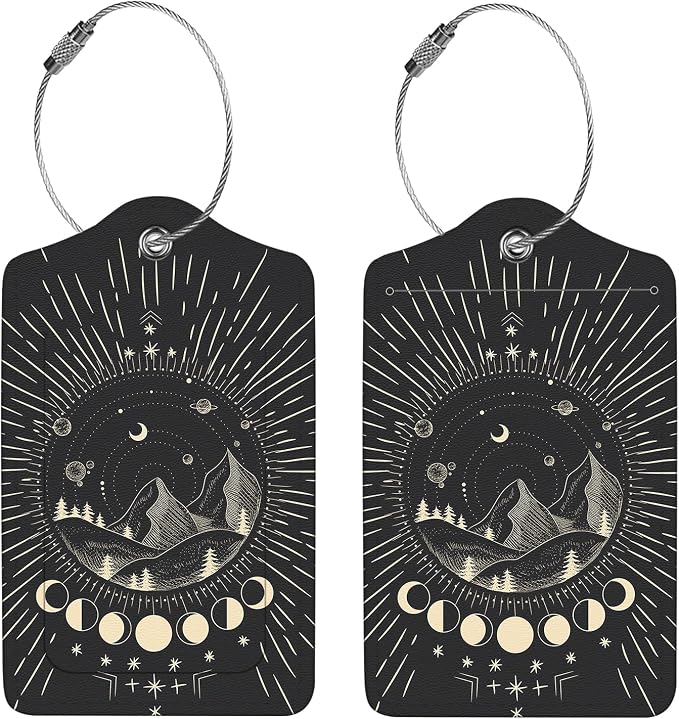 2 Pcs Luggage Tags for Suitcase, Cute Unique PU Leather Travel Bag Tag - Image 4
