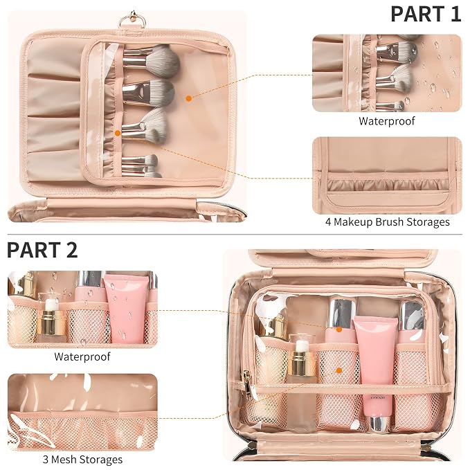CUBETASTIC Hanging Travel Toiletry Bag, Portable Travel Makeup Bag - Image 3