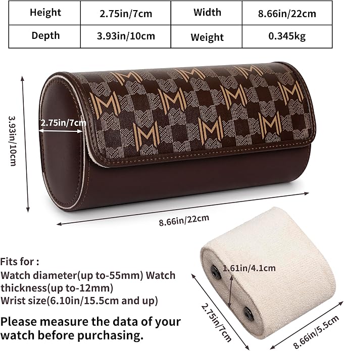 MOZSLY Watch Roll Travel Case 3 Slots Portable Watches Box Organizer Storage - Image 6
