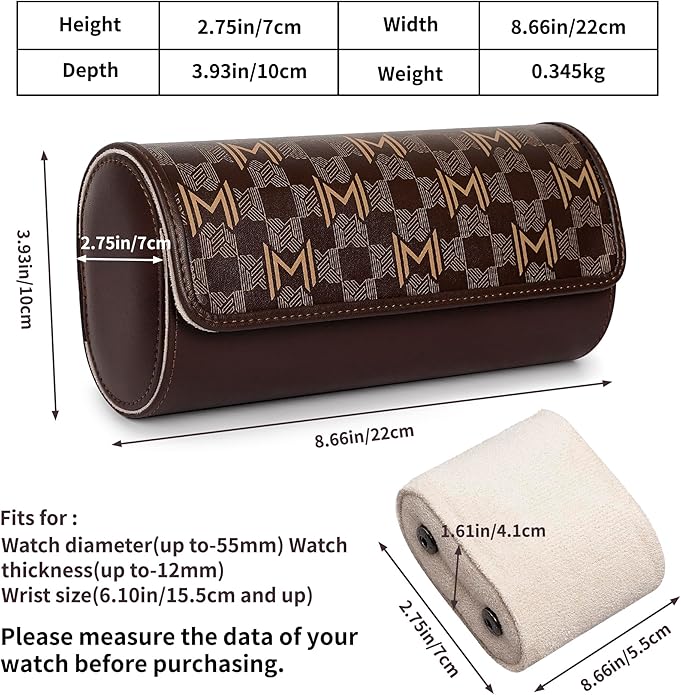 MOZSLY Watch Roll Travel Case 3 Slots Portable Watches Box Organizer Storage - Image 5