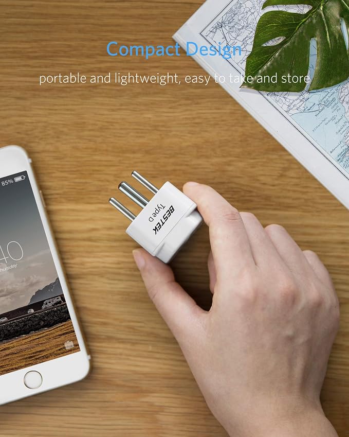 BESTEK India, South Africa Travel Plug Adapter, Grounded Universal Type D Plug - Image 4
