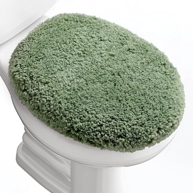 Microfiber Elongated Toilet Seat Cover 19.5"x 15" Machine Washable Solid Toilet by Baahrnom