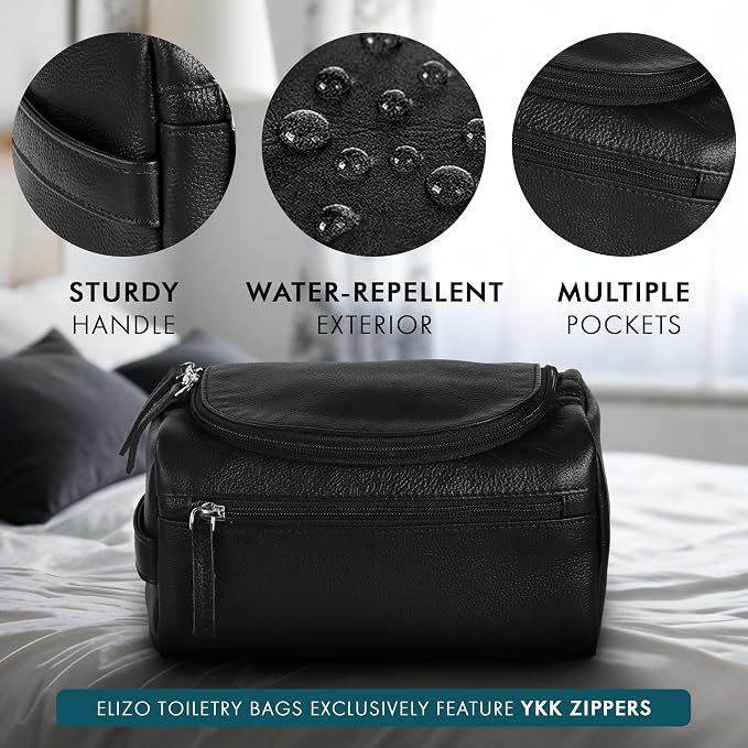 ELIZO Premium REAL Leather Toiletry Bag - Image 4