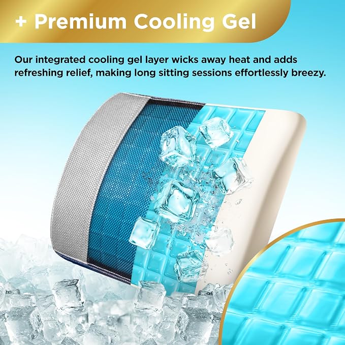 BLACK+DECKER Cooling Gel Lumbar Memory Foam Cushion – Ergonomic Back Support - Image 4
