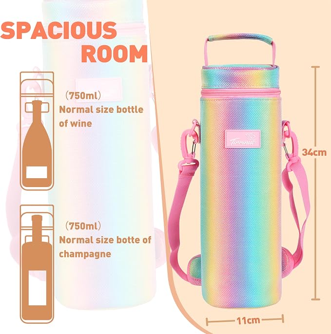 Tirrinia Single Bottle Wine Carrier Bag, Insulated Travel Cooler Tote - Image 3